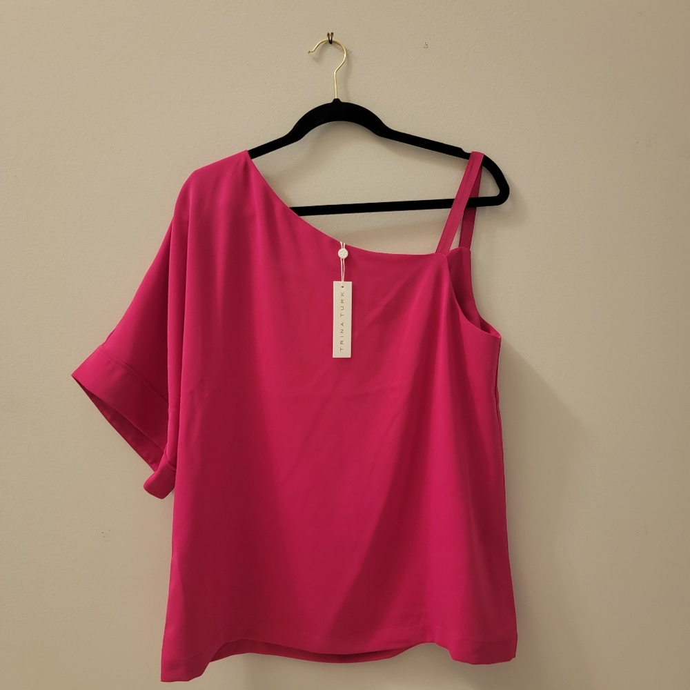 NWT, Trina Turk, One Shoulder Top, Size L